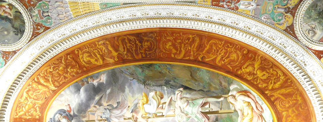 Palazzo Farnese di Caprarola. La stanza dei sogni. La volta con il sogno di Giacobbe. Mi verrebbe da dire, una volta da sogno...il bellissimo fregio del Bertoja non può che affascinare.